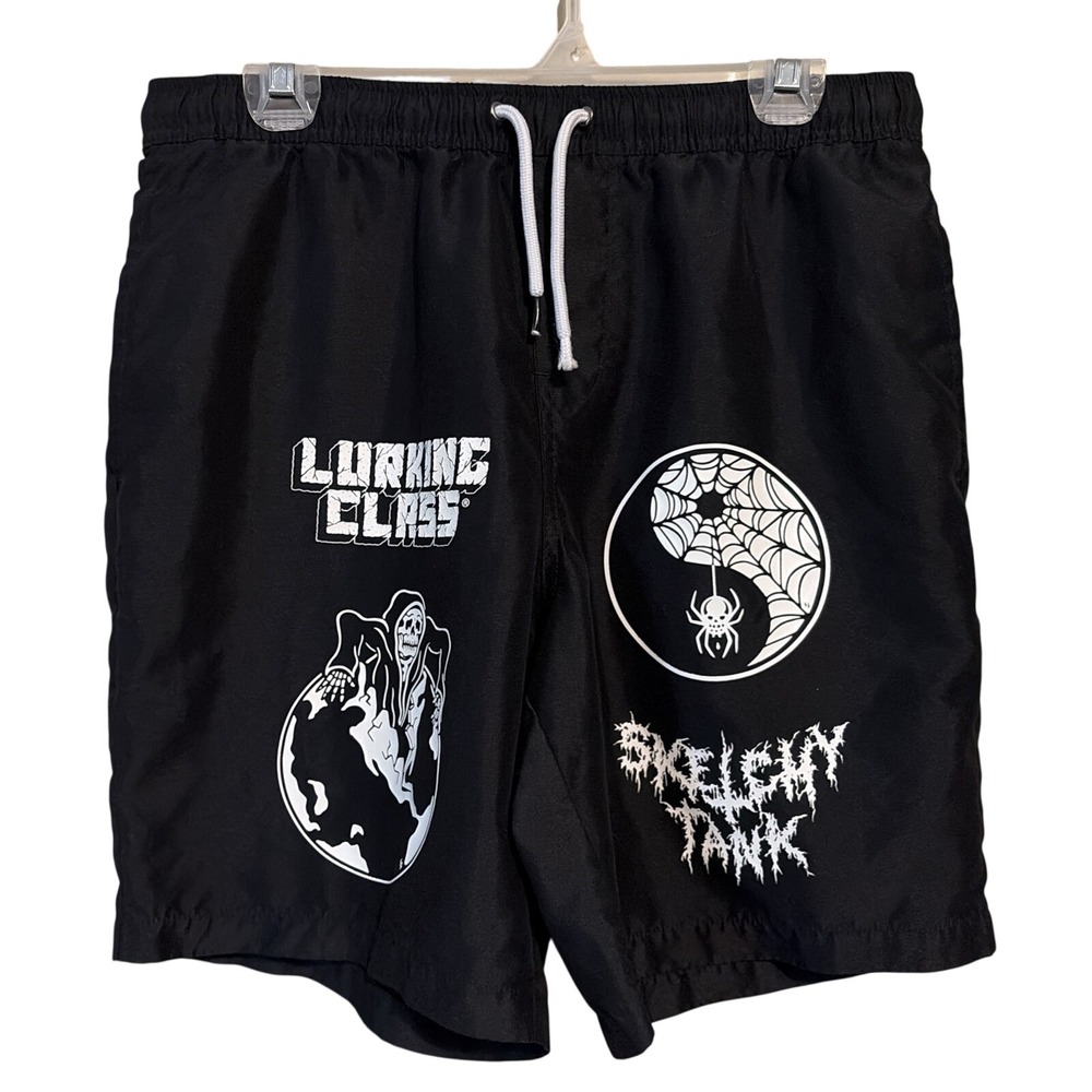 Lurking Class By Sketchy Tank Men's M Shorts Black Spell Out Reaper Yin Yang